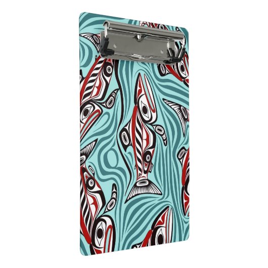 Mini Porte-bloc Saumon Haida Art Spirit Pacific Northwest Native (Incliné)