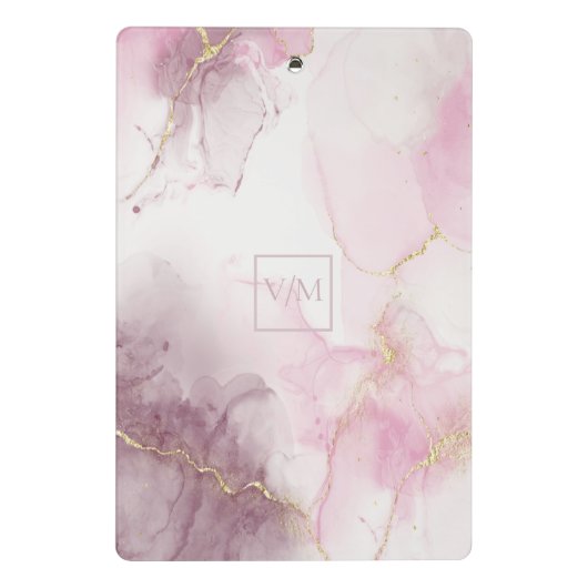 Mini Porte-bloc Script en marbre rose mauve or veine (Dos)