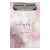Mini Porte-bloc Script en marbre rose mauve or veine (Devant)