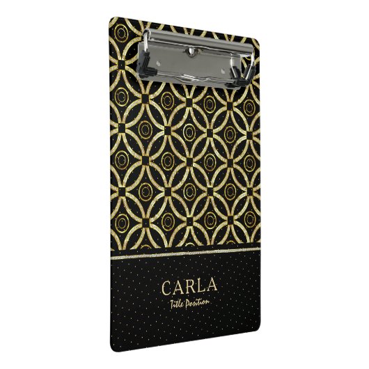 Mini Porte-bloc Sparkling or texture sur motif géométrique noir (Incliné)