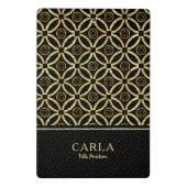 Mini Porte-bloc Sparkling or texture sur motif géométrique noir (Dos)