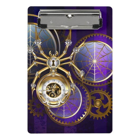 Mini Porte-bloc Spider Steampunk sur Arrière - plan pourpre (Devant)