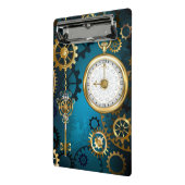 Mini Porte-bloc Steampunk Arrière - plan turquoise avec Gears (Angle2)