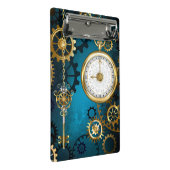 Mini Porte-bloc Steampunk Arrière - plan turquoise avec Gears (Incliné)