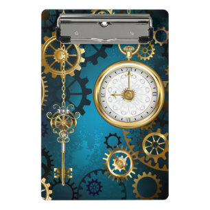 Mini Porte-bloc Steampunk Arrière - plan turquoise avec Gears