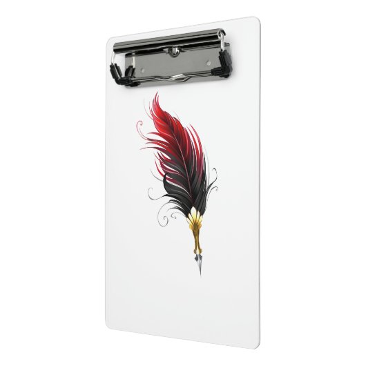 Mini Porte-bloc Stylo rouge en plumes avec nib or (Angle2)
