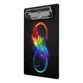 Mini Porte-bloc Symbole d'infini avec plume arc-en-ciel (Angle2)