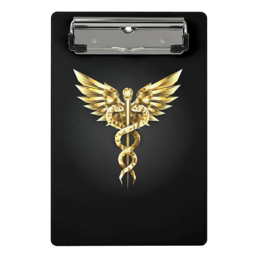 Mini Porte-bloc Symbole Polygonal Or Caduceus (Devant)