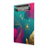 Mini Porte-bloc Teal et Fuchsia Moderne Abstrait avec Étoiles Doré (Angle2)