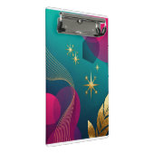Mini Porte-bloc Teal et Fuchsia Moderne Abstrait avec Étoiles Doré (Incliné)