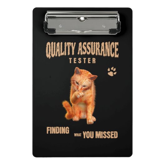 Mini Porte-bloc Testeur QA Humour de chat (Devant)