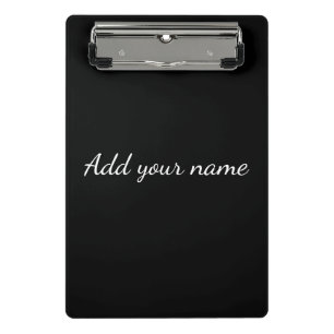 Mini Porte-bloc Texte de message noir uni ajouter un nom ici jeté