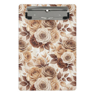 Mini Porte-bloc Tons café Floral Rose Motif
