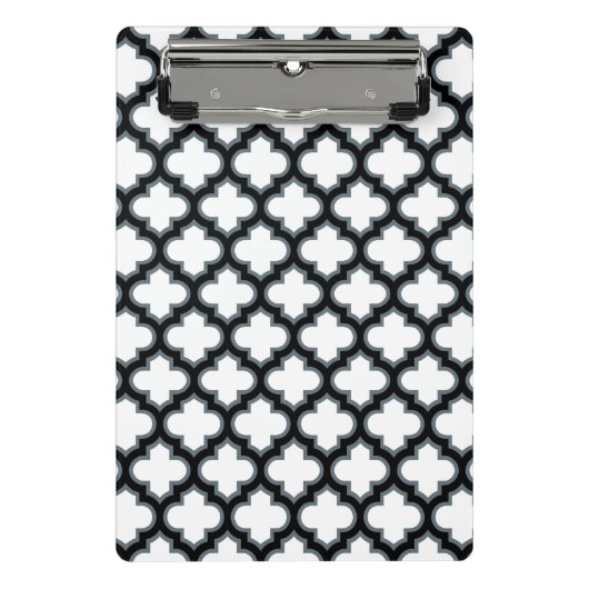 Mini Porte-bloc Trellis blanc et noir, treillis, Quatrefoil (Devant)