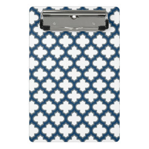 Mini Porte-bloc Trellis bleu blanc et marine, treillis, Quatrefoil