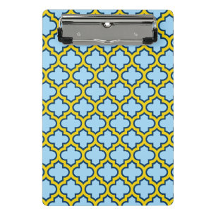 Mini Porte-bloc Trellis bleu et jaune, treillis, Quatrefoil
