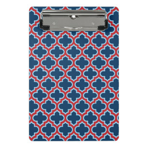 Mini Porte-bloc Trellis marocain bleu et rouge, treillis, Quatrefo