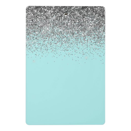 Mini Porte-bloc Turquoise Aqua Blue Silver Parties scintillant Gir (Dos)