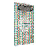 Mini Porte-bloc Turquoise Sarcelle Orange Moderne Azteque Nom Pers (Incliné)