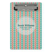 Mini Porte-bloc Turquoise Sarcelle Orange Moderne Azteque Nom Pers (Devant)