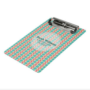 Mini Porte-bloc Turquoise Turquoise Orange Moderne Aztec Nom perso