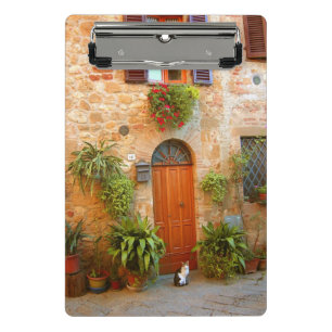 Mini Porte-bloc Un chat cherche à entrer chez lui à Pienza, en Ita