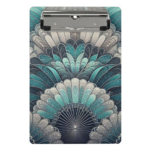 Mini Porte-bloc Ventilateurs Art Nouveau bleu et argent