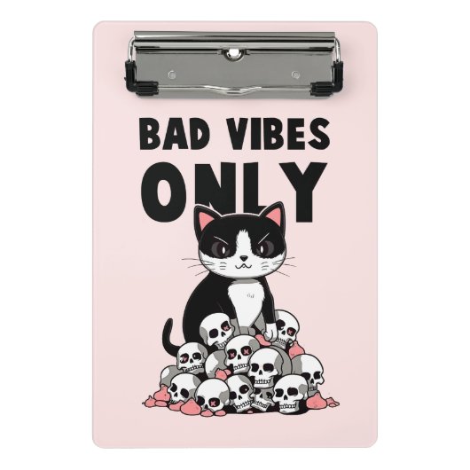 Mini Porte-bloc Vibes incorrectes uniquement - Chat et crânes (Devant)