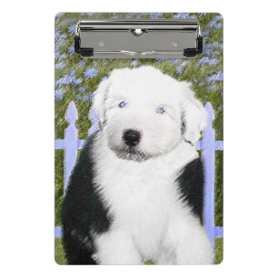 Mini Porte-bloc Vieux anglais Sheepdog Puppy Peinture - Chien Art