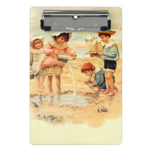 Mini Porte-bloc Vintage Antique Beach Boy Girl Enfants Art