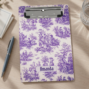 Mini Porte-bloc Vintage Fleur de Lis Toile de Jouy Monogram Violet