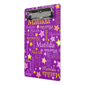 Mini Porte-bloc Violet rose jaune filles nom étoiles motif (Angle2)