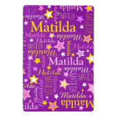 Mini Porte-bloc Violet rose jaune filles nom étoiles motif (Dos)