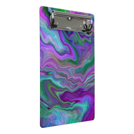 Mini Porte-bloc Violet, vert et bleu Fluid Art Abstrait (Incliné)