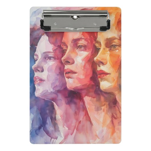 Mini Porte-bloc Visages des femmes - Peinture aquarelle (Devant)
