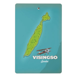 Mini Porte-bloc Visingsö Suède carte vintage affiche de voyage.