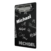 Mini Porte-bloc Votre nom et monogramme motif personnalisé noir (Angle2)