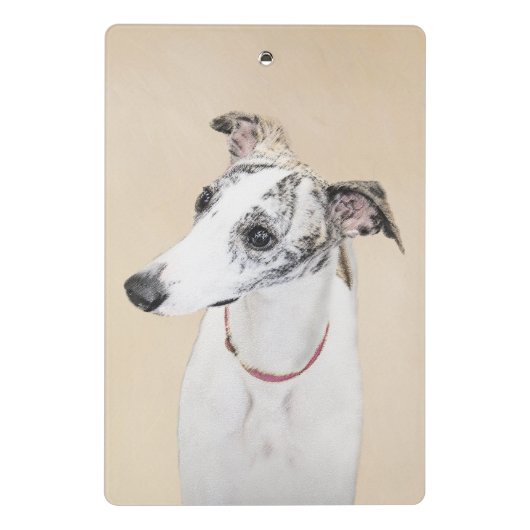 Mini Porte-bloc Whippet, whippet anglais, rupture, blanc, brindle, (Dos)