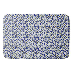 Mini-print bloemen op blauw badmat