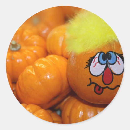 Mini Pumpkin Face Ronde Sticker (Voorkant)