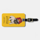 Mini Puppy Hipster Pug | Jouw namen toevoegen Bagagelabel (Voorkant horizontaal)
