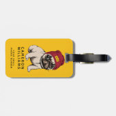 Mini Puppy Hipster Pug | Jouw namen toevoegen Bagagelabel (Achterkant horizontaal)