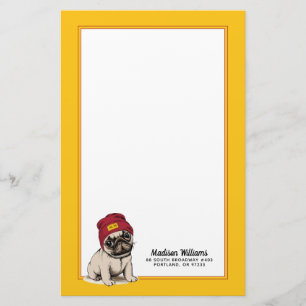 Mini Puppy Hipster Pug   Jouw namen toevoegen Briefpapier
