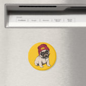 Mini Puppy Hipster Pug Magneet (Insitu (Vaatwasser))