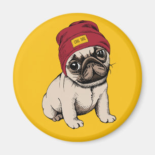 Mini Puppy Hipster Pug Magneet