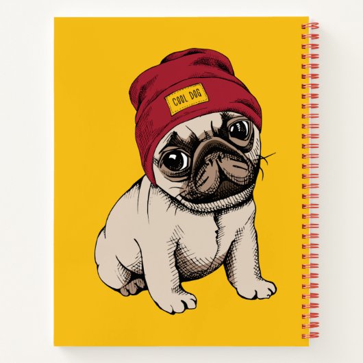 Mini Puppy Hipster Pug Notitieboek (Achterkant)
