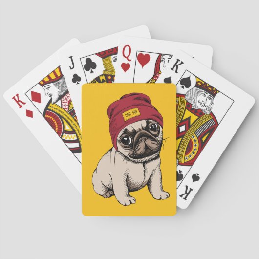 Mini Puppy Hipster Pug Pokerkaarten (Achterkant)