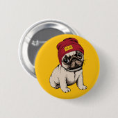 Mini Puppy Hipster Pug Ronde Button 5,7 Cm (Voorkant /achterkant)