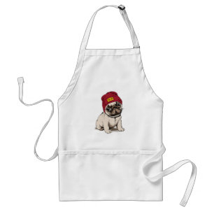 Mini Puppy Hipster Pug Standaard Schort