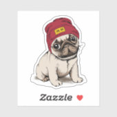 Mini Puppy Hipster Pug Sticker (Vel)